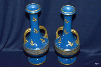 Pair antique vases "Blue opaline"