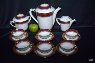 Limoges Coffee service set Bordo and gold