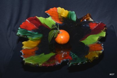 vintage Vallauris Vase-tray Maple Leaf