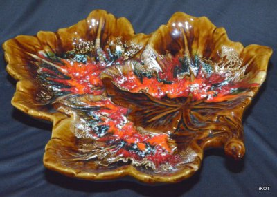 Vallauris. Large Vase-tray "Marple Leaf"