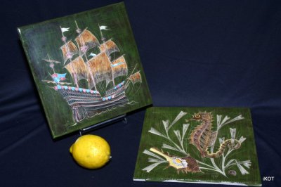 Две декоративные керамические плитки «Морская жизнь»