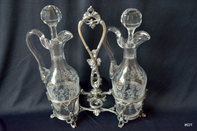 Antique table serving cruet in Empire style for vinegar and oil.