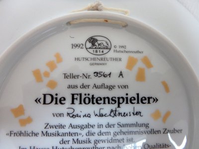 Тарелка N 3561А «Играющие на флейте» «Die Flötenspieler»