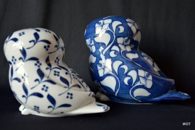 Villeroy&Boch porcelain figures "Two Owls" Manila Royal Blue