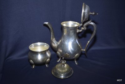 Antique set of two items kettle and sugar bowl Manufacture England Sheffield